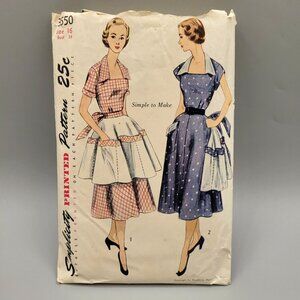 Simplicity 1951 Dress Apron Sewing Pattern #3550 Womens Size 16